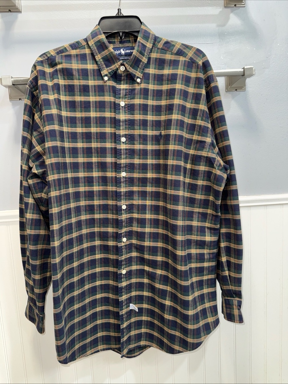 Ralph Lauren Navy, Green and Yellow Plaid Button-Down Shirt
